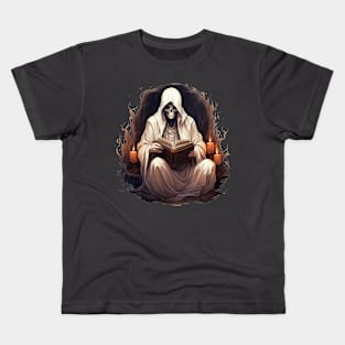 Ghost Reading a Grimoire Book Kids T-Shirt